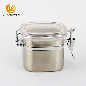 Food Sealed Airtight Square Kitchen Stainless Steel Coffee Sugar Tea Bottles Seasoning Jar Food Storage Canister Jar