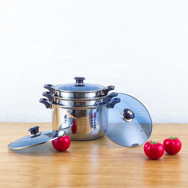 Induction 12 pcs stainless steel pan set microwave cookware kitchenware heavy bottom cooking pot