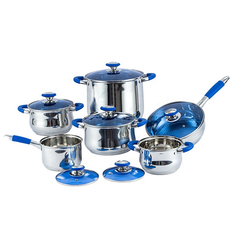 12pcs stainless steel cookware set with ceramic non-stick coating cookware sets kitchen