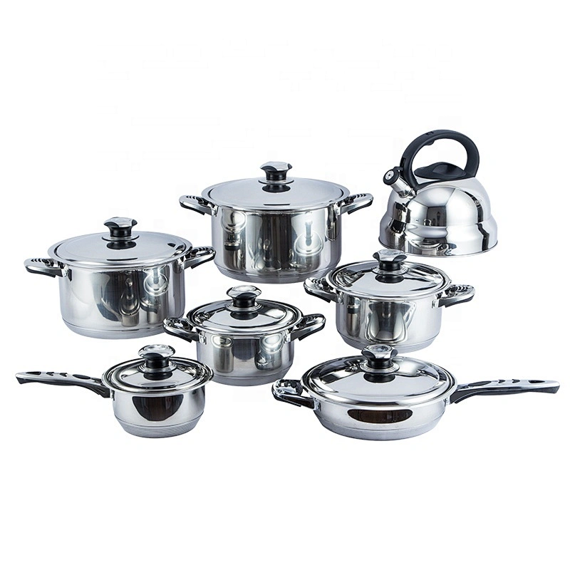 New style 14pcs double handle cookware set surgical stainless steel happy baron cookware set