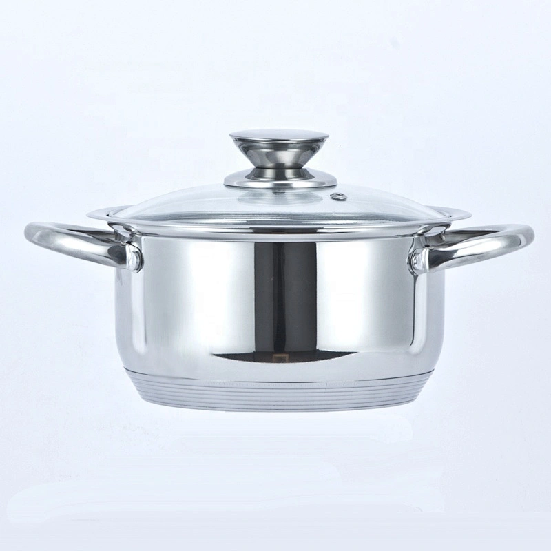 Stairght shape stainless steel casserole with lid mushroom knob