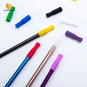 Eco-friendly Colorful Silicone Straw Tips for Stainless Steel Metal Drinking Straws