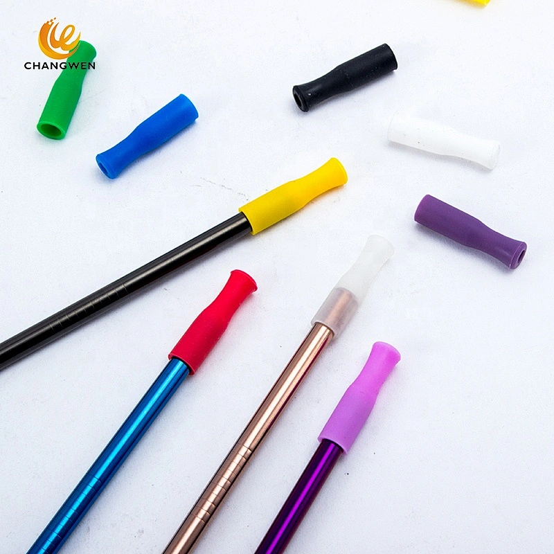 Eco-friendly Colorful Silicone Straw Tips for Stainless Steel Metal Drinking Straws