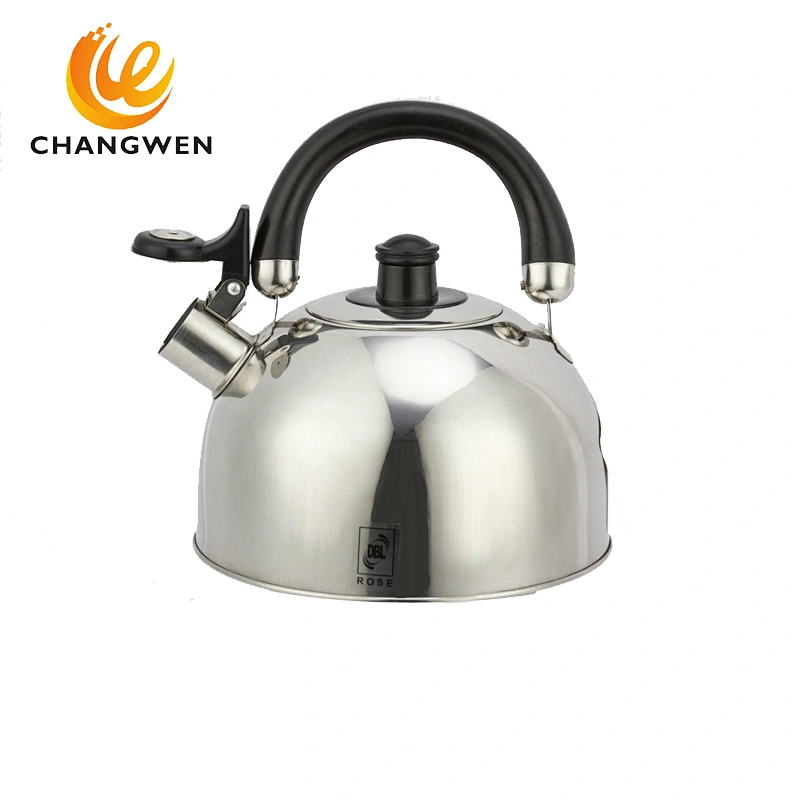 South America Fashion Type single bottom SS Whistling Kettle with black bakelite handle and knob