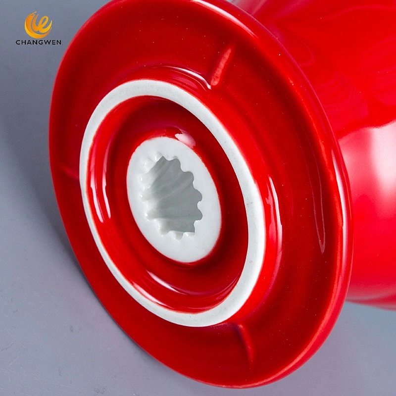 Wholesale Custom Reusable Dripper Water Filter V60 Red Ceramic Coffee Dripper