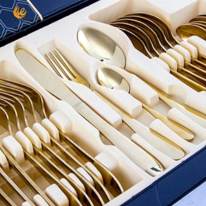 Wholesale 24pcs gold Flatware Stainless Steel Spoon Forks And Knife Cutlery cookware Set