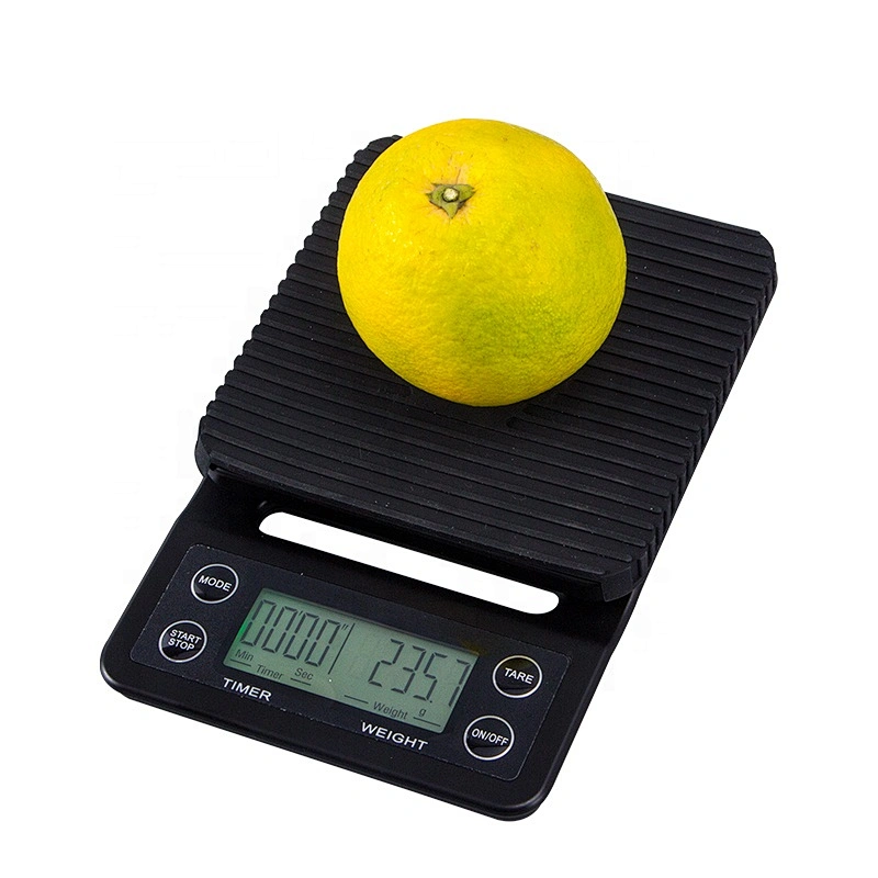 LCD Display Anti-slip silicone pad food weighing Scale 3kg Household Kitchen Weighing Electronic Coffee Timer Scale