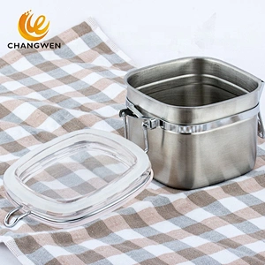 Food Sealed Airtight Square Kitchen Stainless Steel Coffee Sugar Tea Bottles Seasoning Jar Food Storage Canister Jar