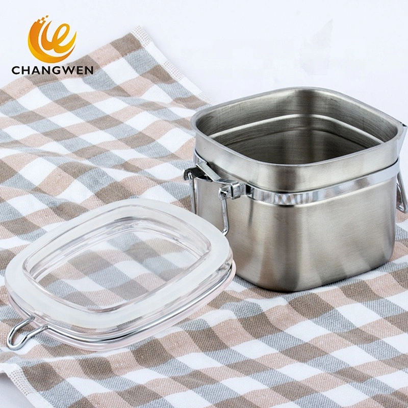 Food Sealed Airtight Square Kitchen Stainless Steel Coffee Sugar Tea Bottles Seasoning Jar Food Storage Canister Jar