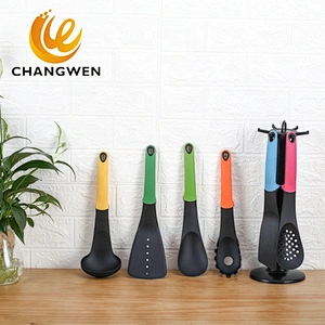 Camping cookware kitchen utensil 6pcs nylon kitchen tools with silicone handle