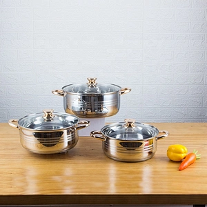 6 pieces hot sale straight shape stainless steel casserole cookware set cooking with glass lid