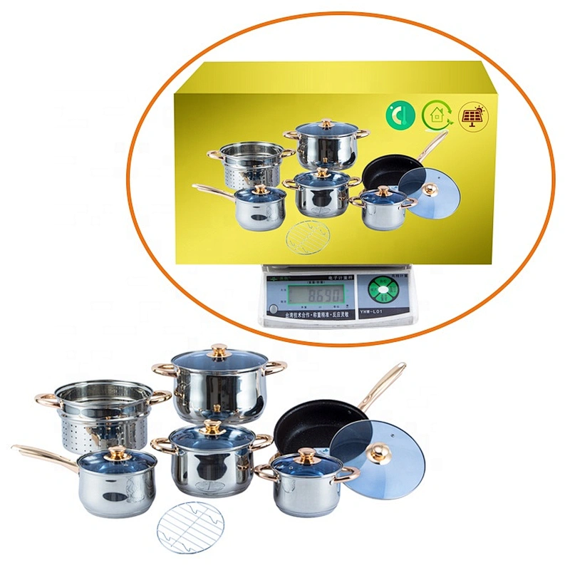 12 pcs Cooking pot kitchenware cookware sets stainless steel cookware