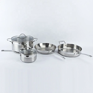 European 4pcs cookware set 304 stainless steel casserole German kitchenware with sauce panan fry pan