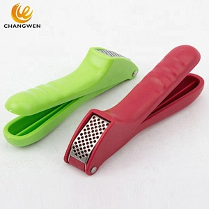 Wholesale kitchenware high quality Kitchen tool plastic handle stainless steel garlic presser