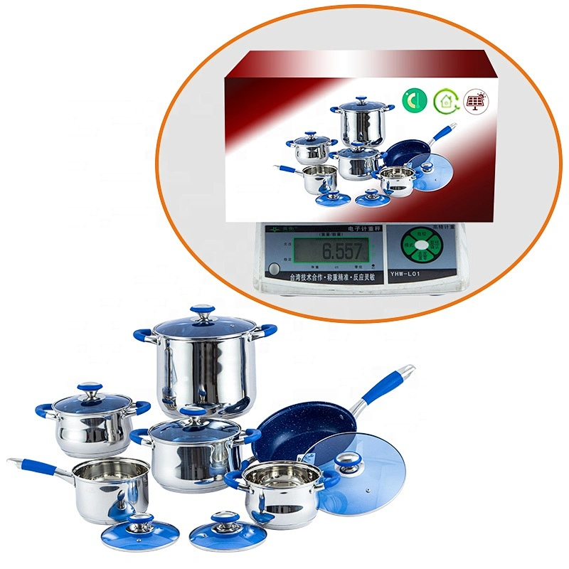 12pcs stainless steel cookware set with ceramic non-stick coating cookware sets kitchen