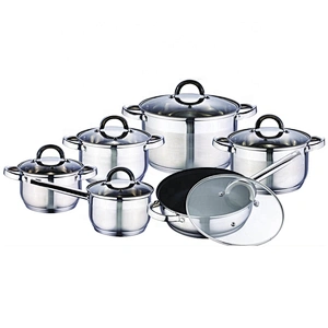 Home Kitchen Appliance Mirror Polishing Pan Set Stainless Steel 12pcs Kitchenware Cooking Pot Cookware set