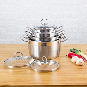 Factory price kitchen ware Classic deluxe cookware G shape glass lid aluminum cookware set