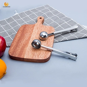 multi function coffee bean measuring scoop long handle tea spoon stainless steel coffee scoops with bag clip