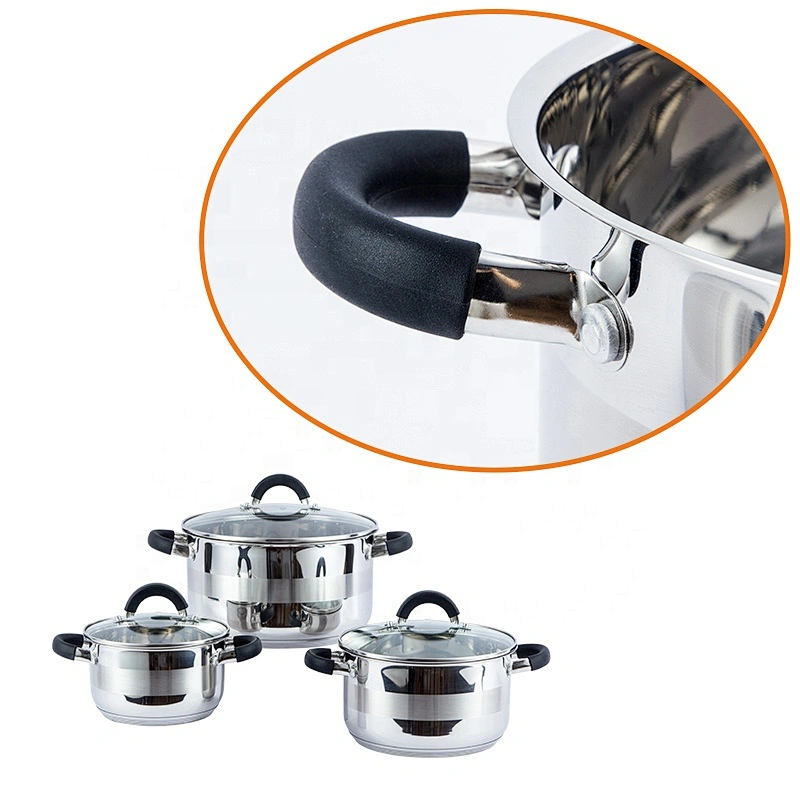 6PCS Kitchen cooking Stainless Steel Casserole Set with hollow handle covered silicone