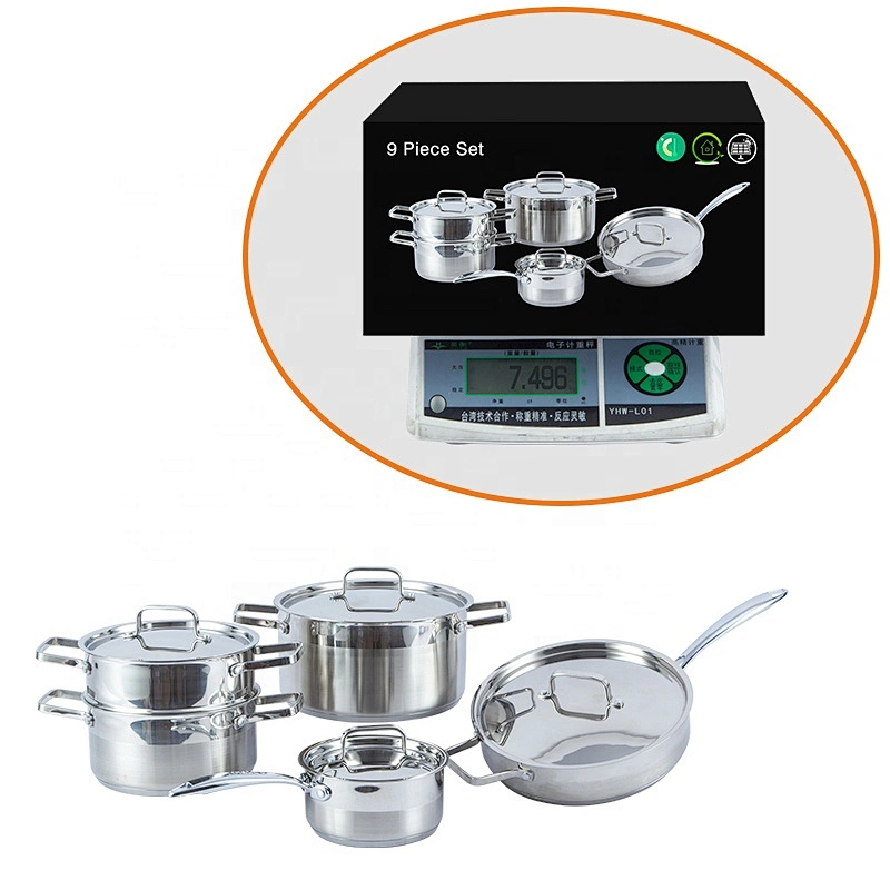 European cookware set 304 stainless steel casserole cooking pot sauce pan fry pans