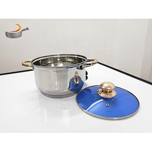 Kitchen accessories technique tri ply 12pcs Stainless Steel Cookware Sets fry pan saucepan set with ss handle gold handle