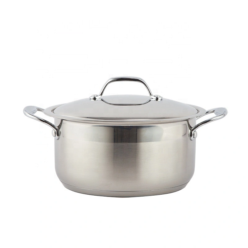 kitchen cooking double handle stainless steel cookware set with lids