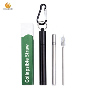 Hot sale Reusable Portable color straw Stainless Steel Foldable Telescopic Drinking Straws