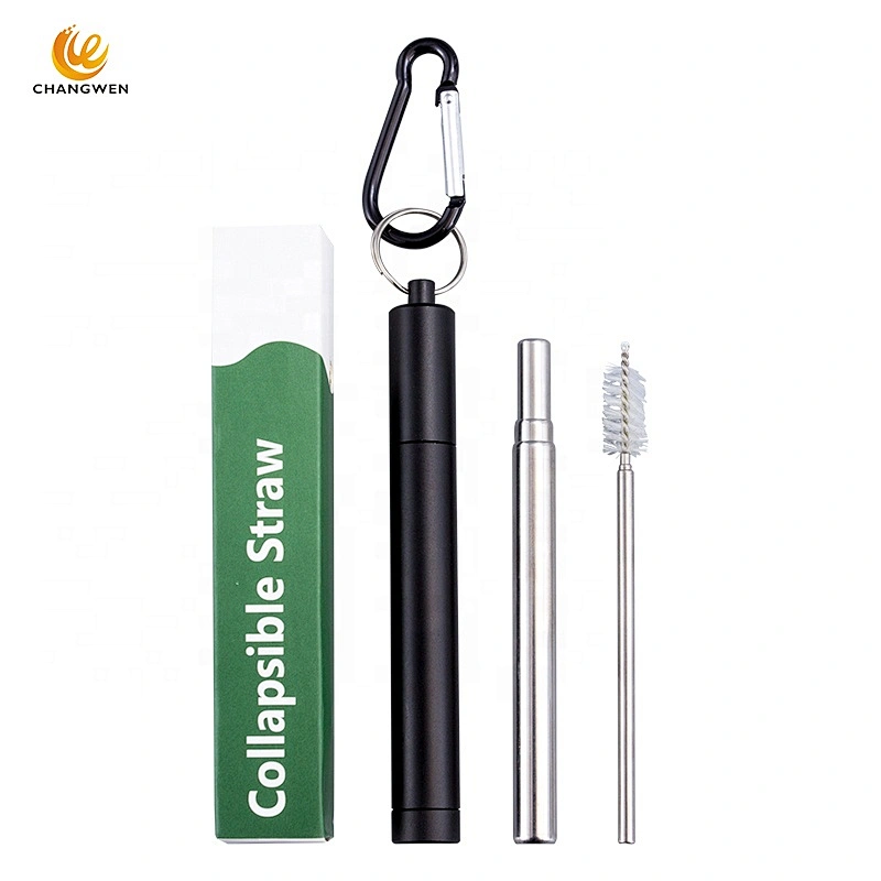 Hot sale Reusable Portable color straw Stainless Steel Foldable Telescopic Drinking Straws