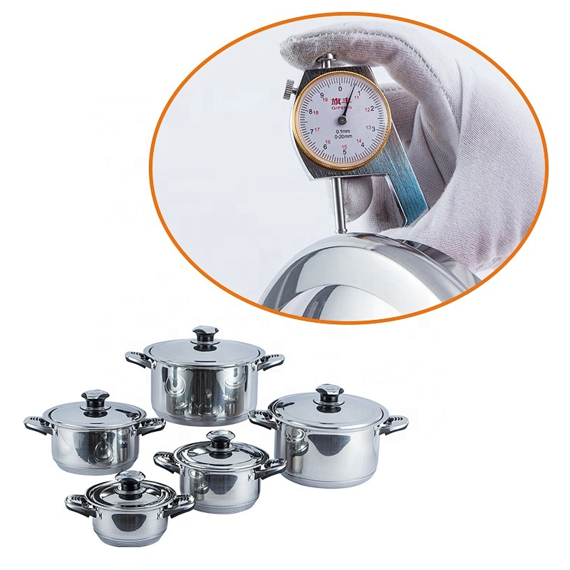 2020 Bakelite and stainless steel combined handle 3ply stainless steel cookware stock pot with ss201 lid