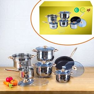 12 pcs Cooking pot kitchenware cookware sets stainless steel cookware