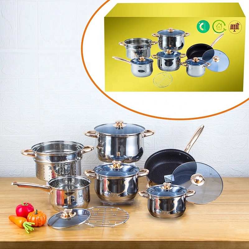 12 pcs Cooking pot kitchenware cookware sets stainless steel cookware