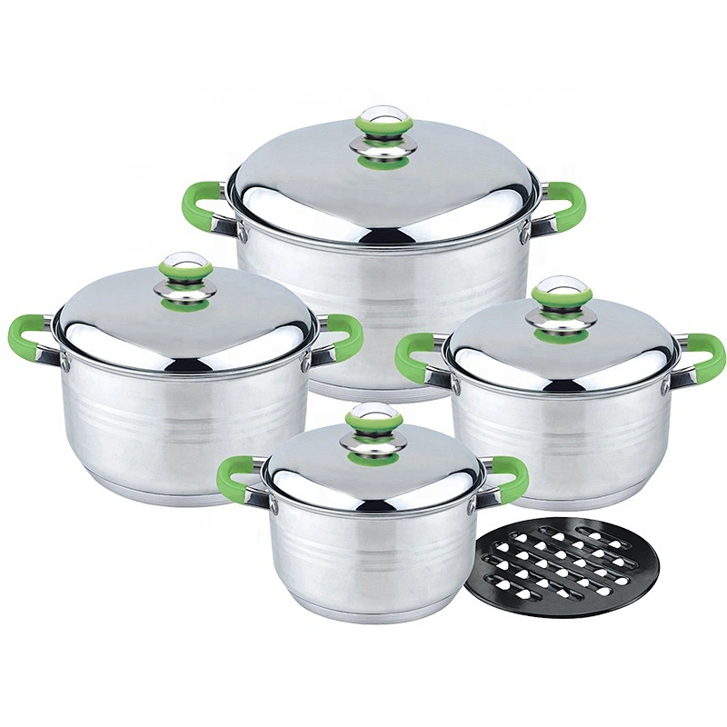 Hot Pot 9pcs stainless steel casserole set stock pot and pan cookware set with kitchen tool