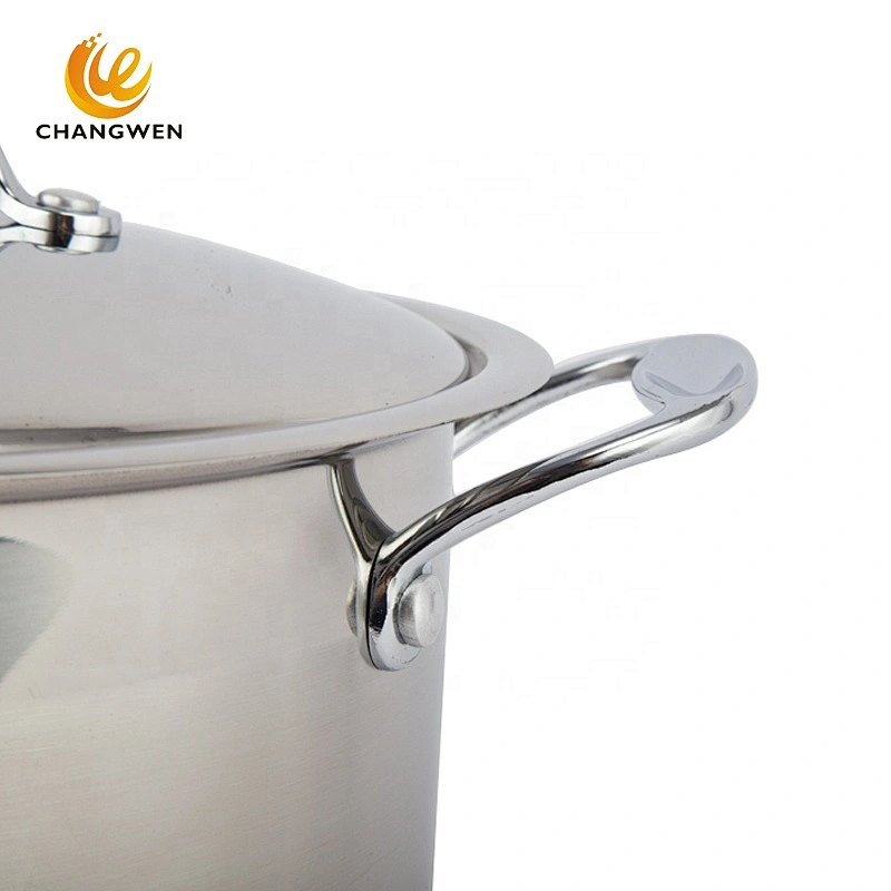 kitchen cooking double handle stainless steel cookware set with lids