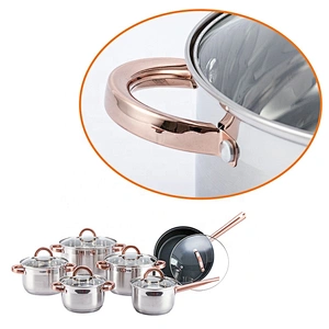 Home Kitchen Appliance Mirror Polishing Pan Set Stainless Steel 12pcs Kitchenware Cooking Pot Cookware set