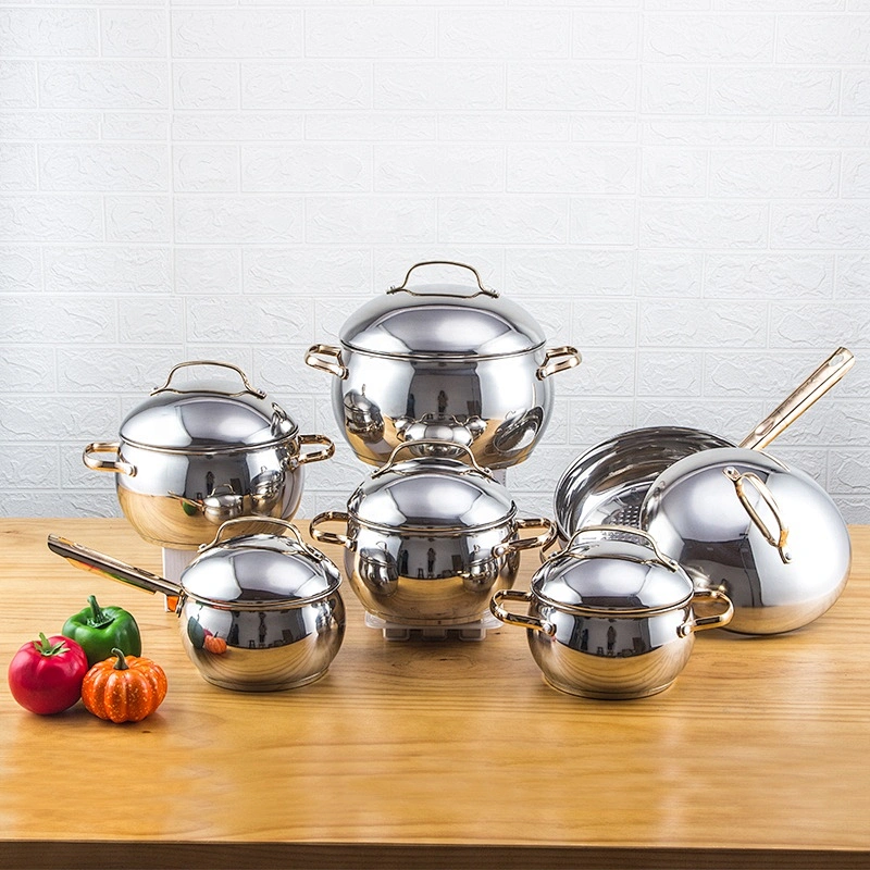 12pcs apple shape casserole cookware stainless steel cookware set