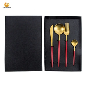 Factory Price 4pcs gold cutlery set stainless steel flatware set with knife fork spoon
