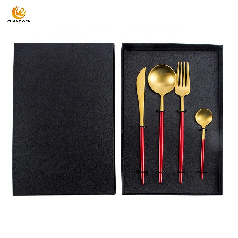Factory Price 4pcs gold cutlery set stainless steel flatware set with knife fork spoon