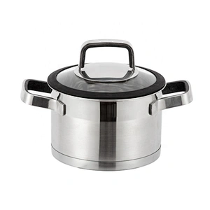 Classic 6pcs 8pcs 10pcs 12pcs Capsule bottom Satin Polish cooking pot set surgical steel cookware with metal lid