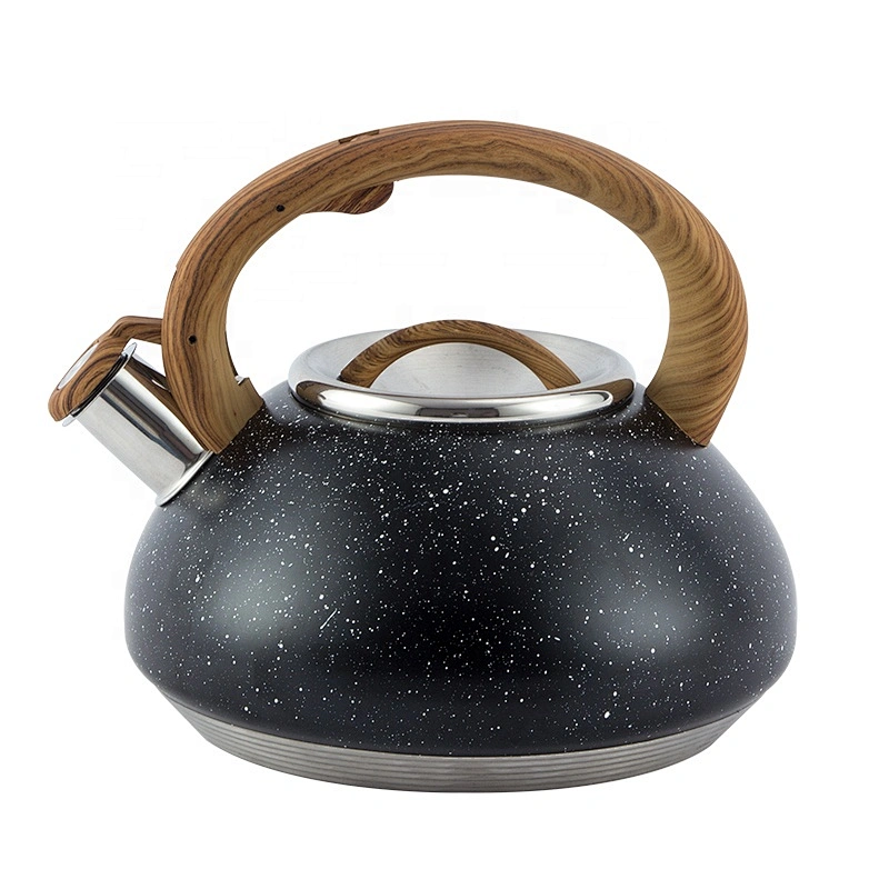 Thickened bottom heavy stainless steel Whistling Kettle with Wood pattern nylon handle