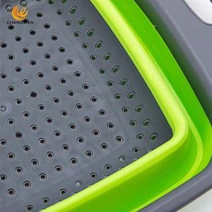 2 sizes Square Foldable Silicone Filter Water Basket Fruit Vegetable Water Draining Basket