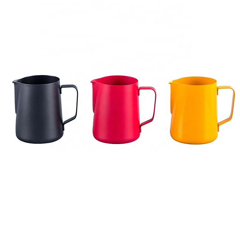Hot Selling 400/600/900ml Stainless Steel Milk Frothing Pitcher Non Stick Coating Milk Jug Cup