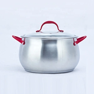6pcs/8pcs/12pcs Casting stainless steel belly shape cooking pot cookware set with glass lid