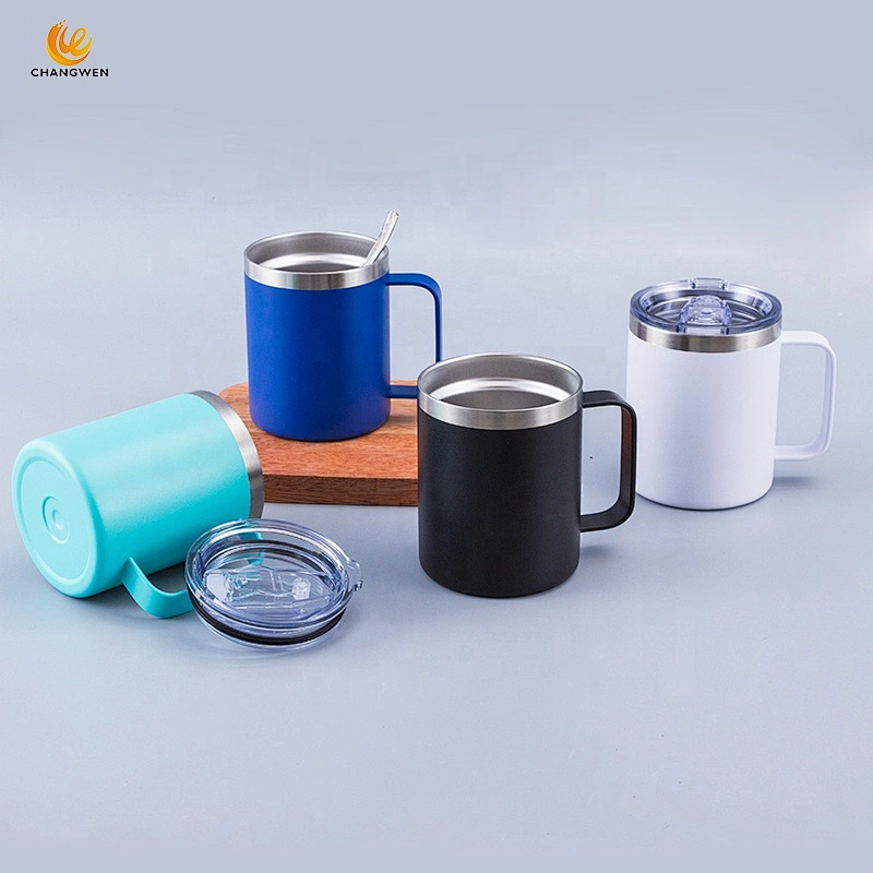 Office Home 14oz Drinking Cup Stainless Steel Insulated Coffee Tumbler Tea Mug with handle and Lid
