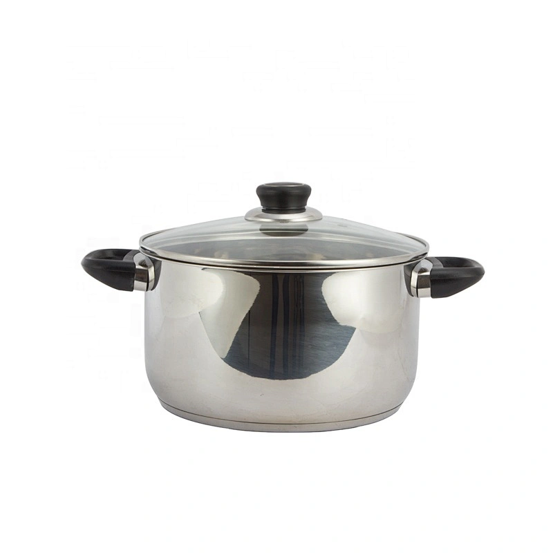 Double handle single casserole stainless steel with C shape Clear glass lid