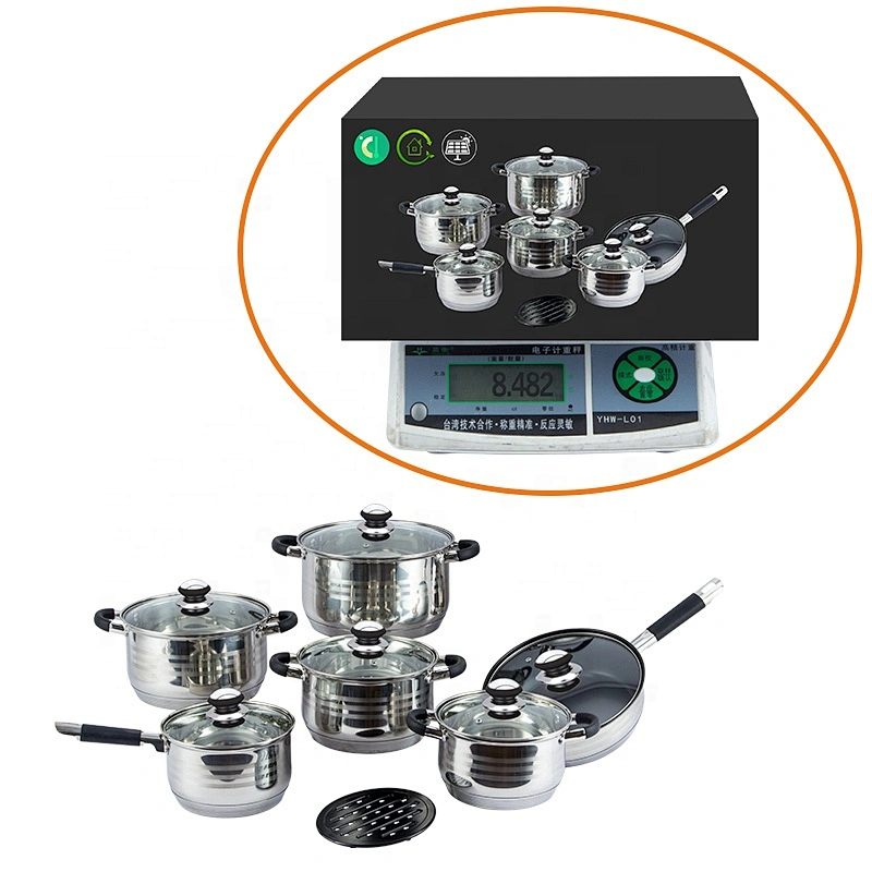Wholesale Glass Lid Kitchen camping Stainless Steel silicone handle cooking Pot casserole sets