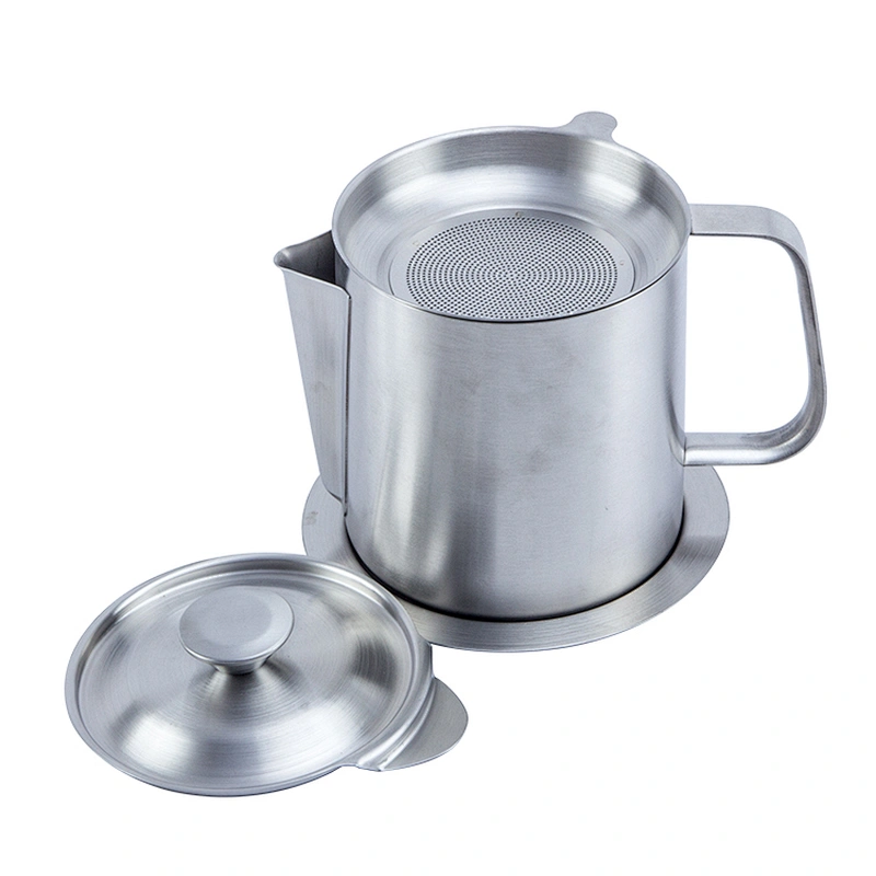 Stainless Steel 304 Kitchenware Oil Can Soup Filter Pot Bowl Fat Separator with Strainer oil pot