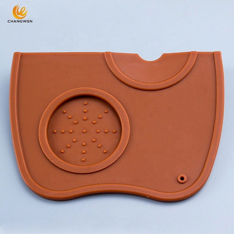 Custom logo high quality brown/black Coffee tools non-slip silicone coffee corner tamping mat