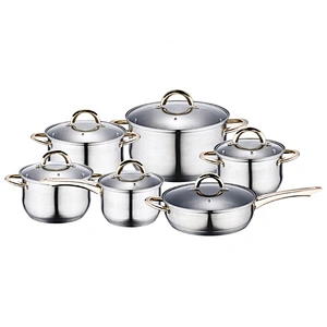 Home Kitchen Appliance Mirror Polishing Pan Set Stainless Steel 12pcs Kitchenware Cooking Pot Cookware set