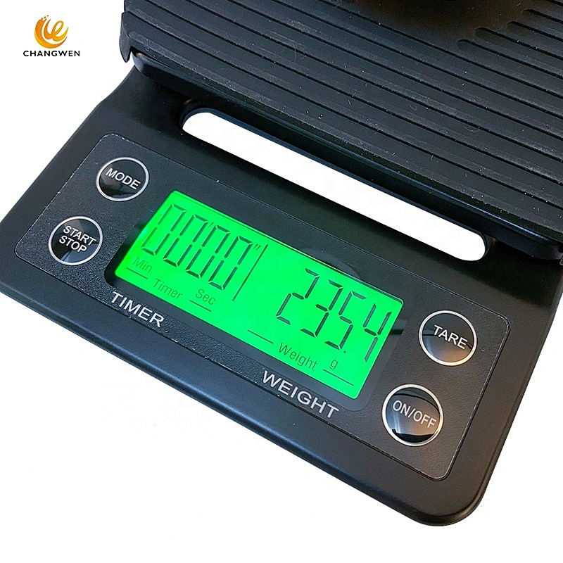 LCD Display Anti-slip silicone pad food weighing Scale 3kg Household Kitchen Weighing Electronic Coffee Timer Scale