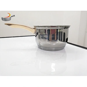 Kitchen accessories technique tri ply 12pcs Stainless Steel Cookware Sets fry pan saucepan set with ss handle gold handle